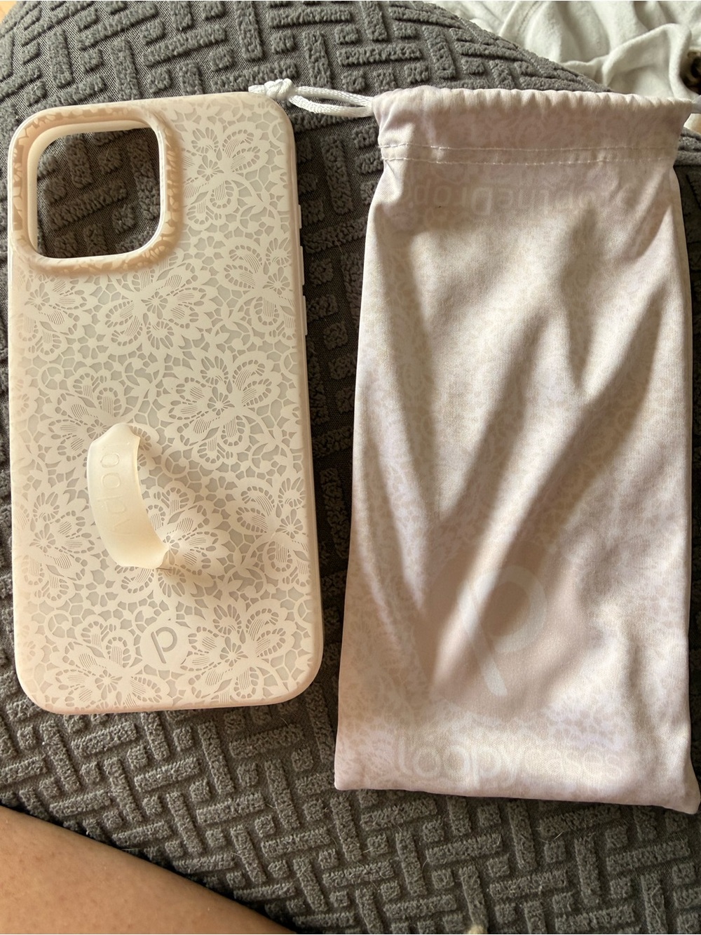 IPhone 16 pro max righty Loopy Case Lace-Textured Phone Case with Loop Grip